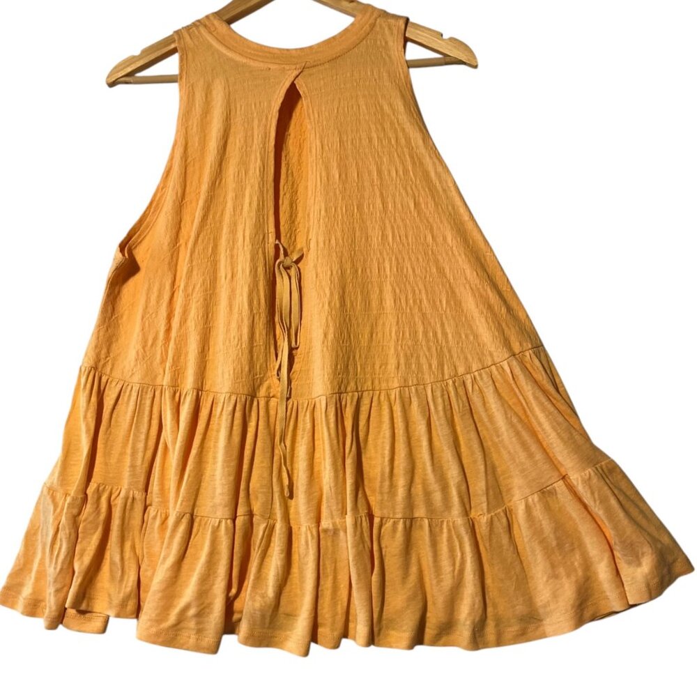 Free People Women's XS Right On Time‎ Tiered Tunic Light Orange Oversized Boho - Picture 4 of 9